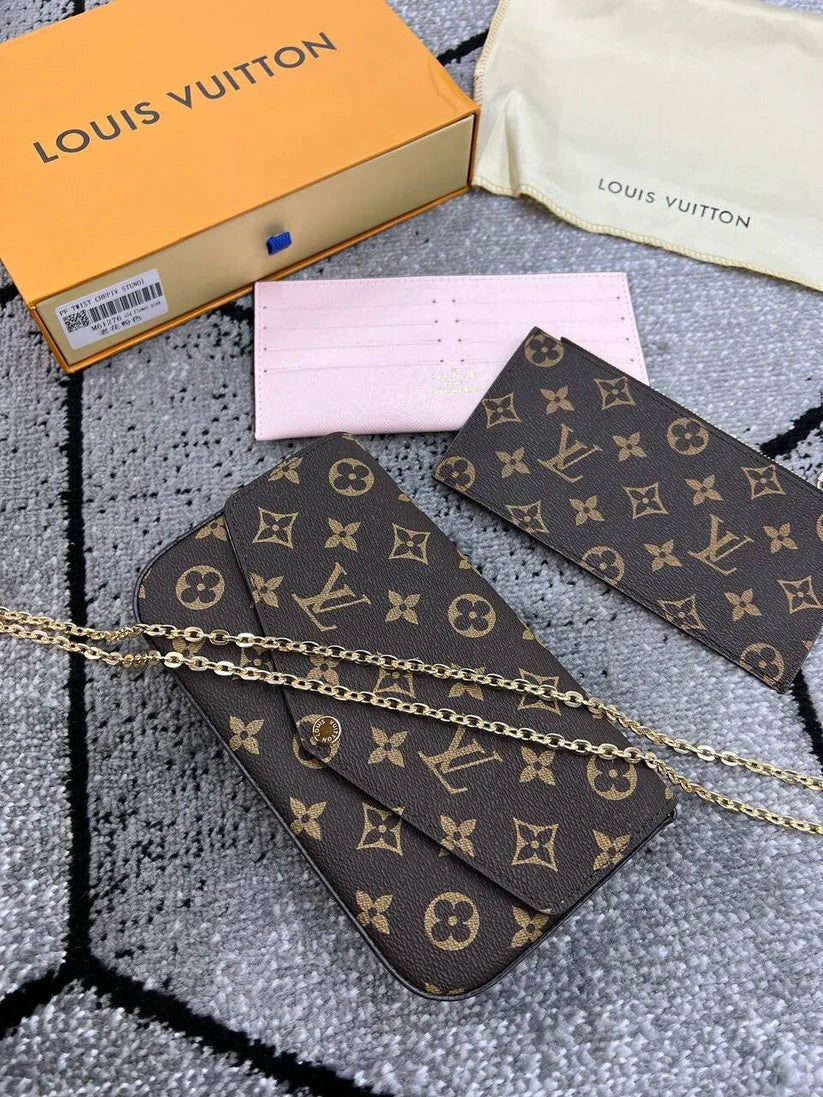 Louis Vuitton LV Women Felicie Triple Trio Pochette Long Chain Strap Bag in various Colors in AAA quality UK
