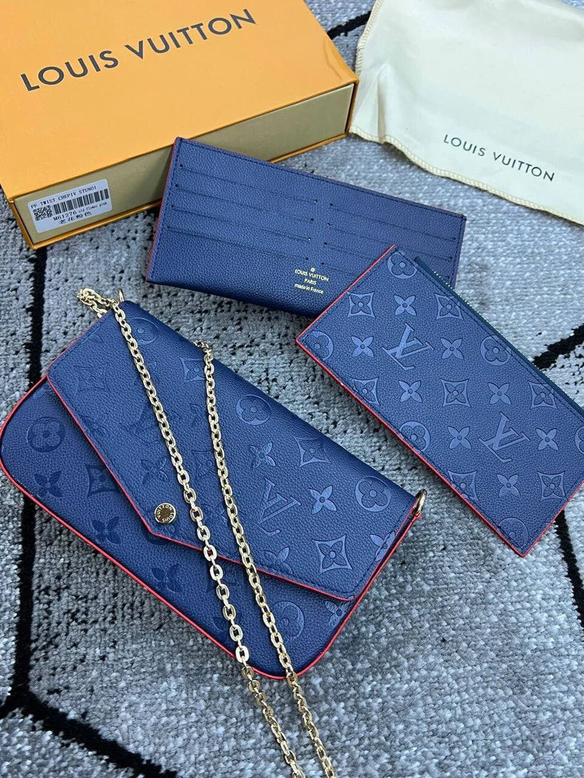 Louis Vuitton LV Women Felicie Triple Trio Pochette Long Chain Strap Bag in various Colors in AAA quality UK