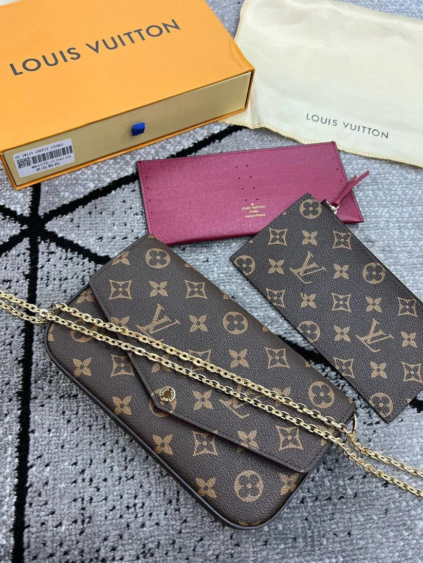 Louis Vuitton LV Women Felicie Triple Trio Pochette Long Chain Strap Bag in various Colors in AAA quality UK