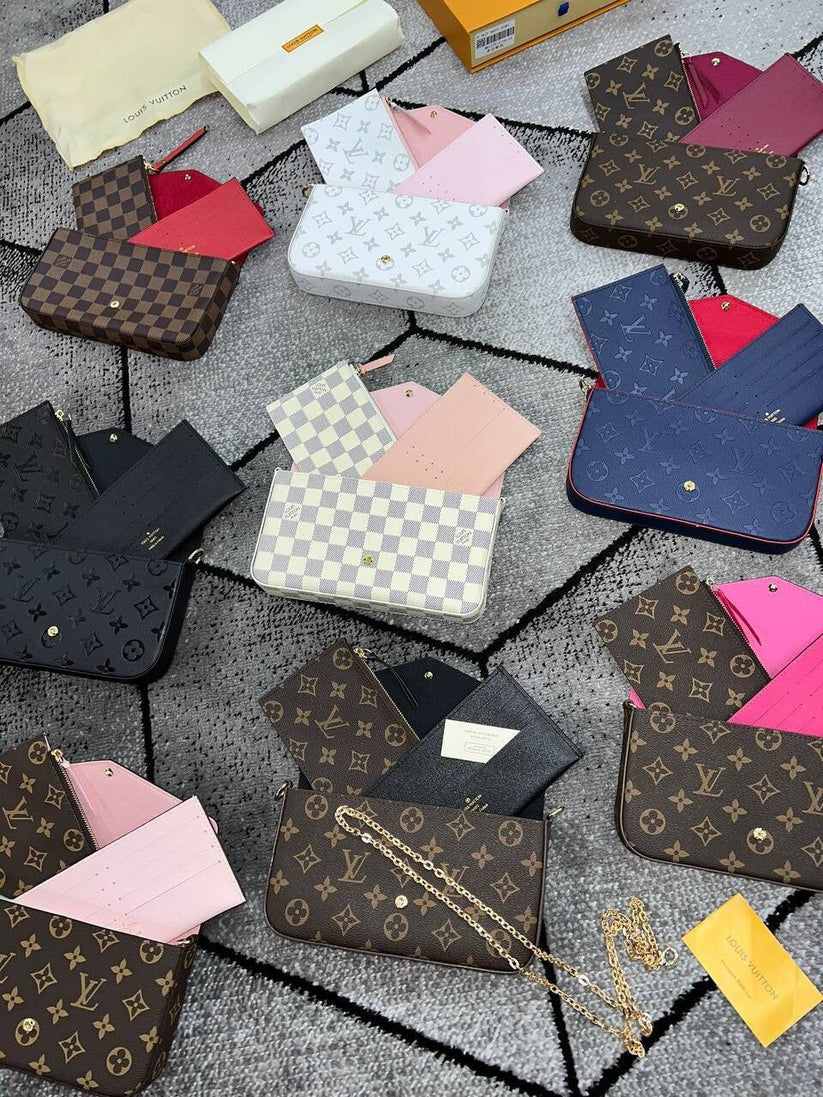 Louis Vuitton LV Women Felicie Triple Trio Pochette Long Chain Strap Bag in various Colors in AAA quality UK