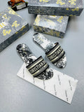 Christian Dior Paris Dway Slides/ Sandals Women's In Black Floral Sale UK