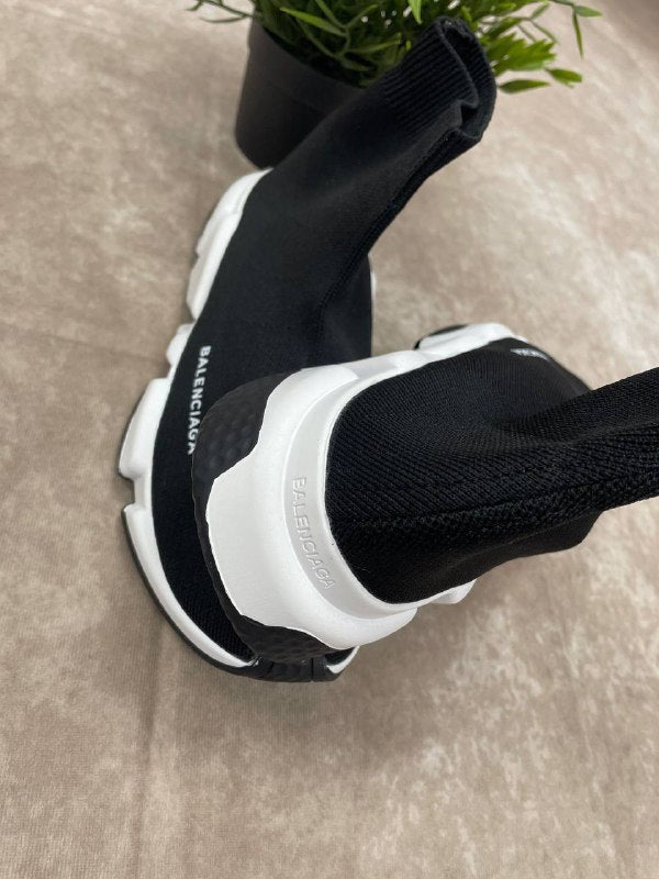 Balenciaga Speed Runners  Black / White Cotton  Sole Sneakers Trainers for Women's Sale UK