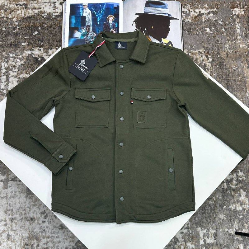 Moncler Logo Patch Cotton Fleece Overshirt UK Reps AAA+ Quality