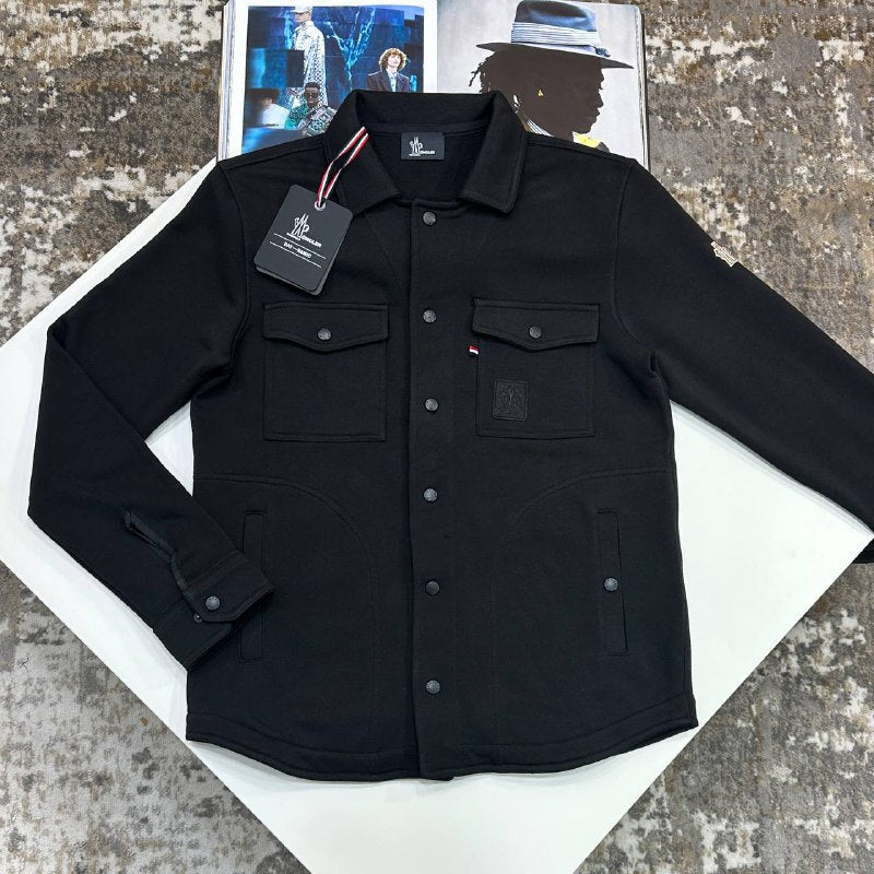 Moncler Logo Patch Cotton Fleece Overshirt UK Reps AAA+ Quality