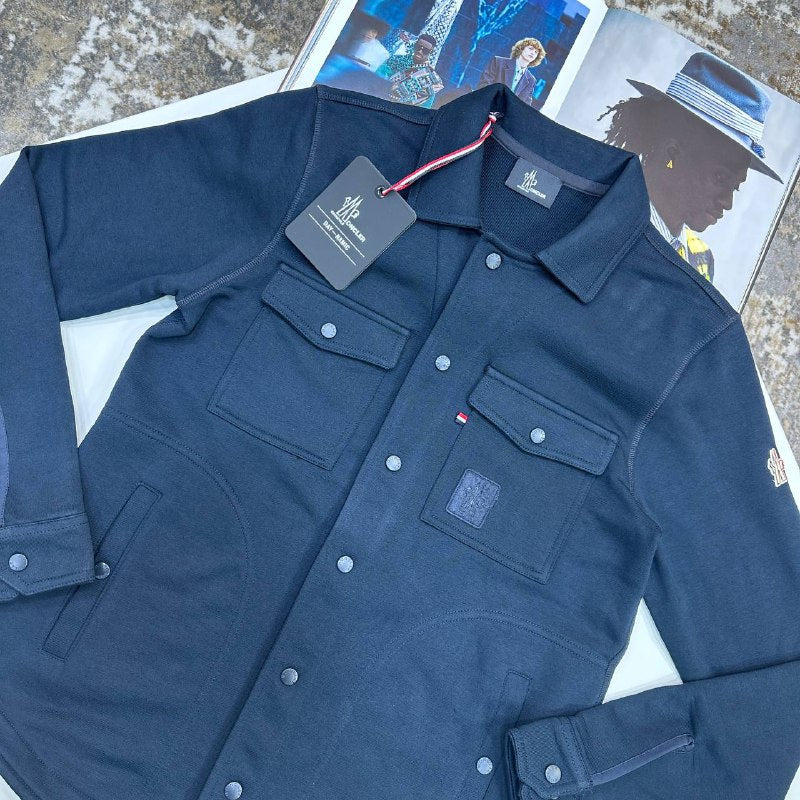 Moncler Logo Patch Cotton Fleece Overshirt UK Reps AAA+ Quality
