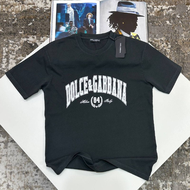 Dolce & Gabbana Logo Cotton T-Shirt with Milan 84 Print UK Reps AAA+ Quality