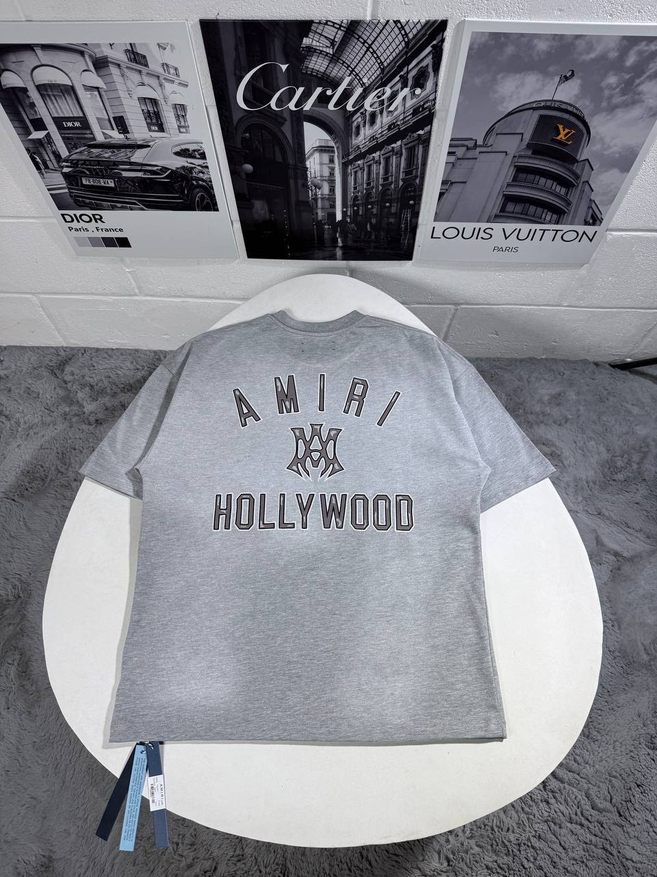 Amiri MA Logo Men's Luxury Embroidered Grey Cotton T-Shirt AAA Quality Reps UK