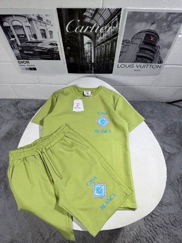 Casablanca Men's Luxury Diamond Logo T-Shirt and Shorts Set AAA Quality Reps UK