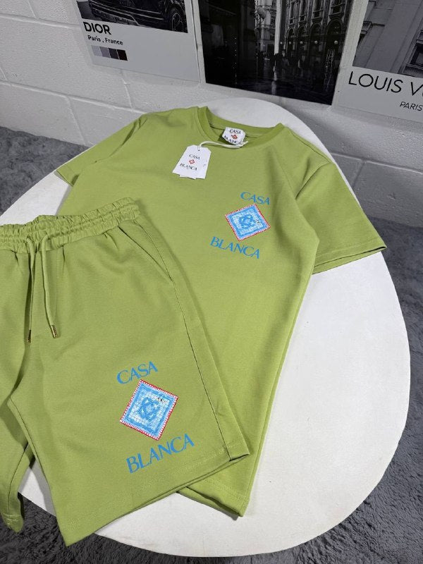 Casablanca Men's Luxury Diamond Logo T-Shirt and Shorts Set AAA Quality Reps UK