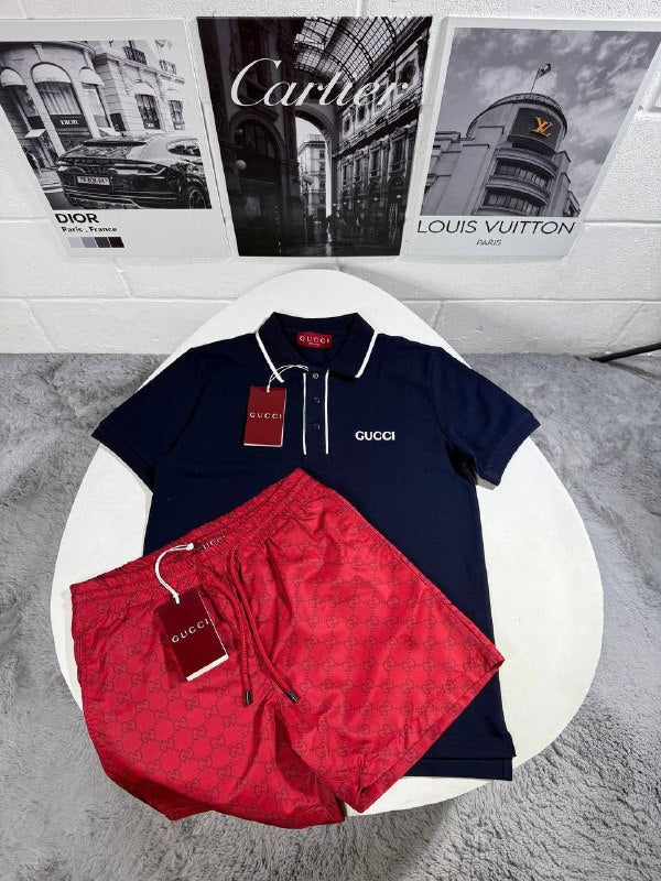 Gucci Men's Luxury Polo Shirt and Shorts Casual Set AAA Quality Reps UK