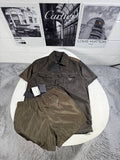 Prada Men's Luxury short-sleeve button-up shirt and Nylon Utility Shorts Set AAA Quality Reps UK