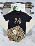 Moncler Men's Luxury T-Shirt and Camouflage Side-Stripe Shorts Set AAA Quality Reps UK