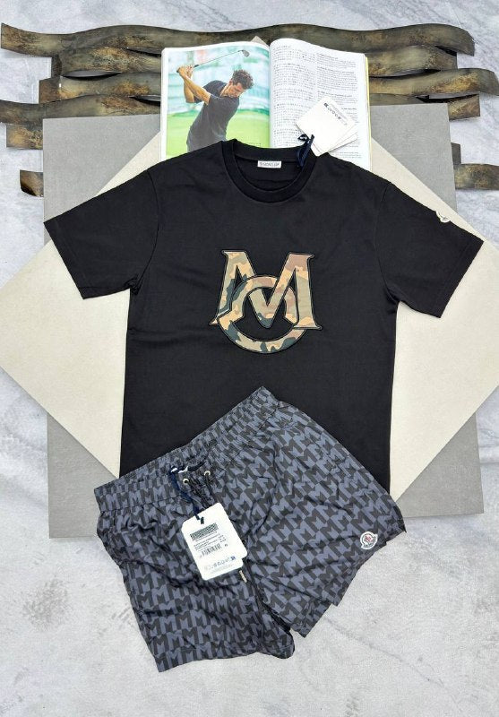 Moncler Men's Luxury Camouflage Logo T-Shirt and Shorts Set AAA Quality Reps UK
