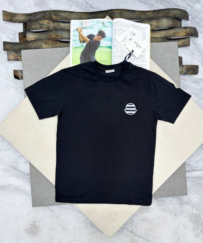 Moncler Men's Luxury Striped Emblem Crewneck T-Shirt AAA Quality Reps UK