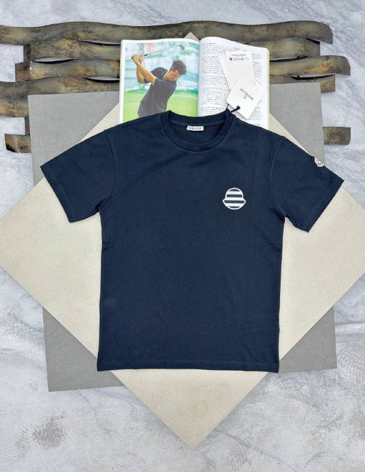 Moncler Men's Luxury Striped Emblem Crewneck T-Shirt AAA Quality Reps UK