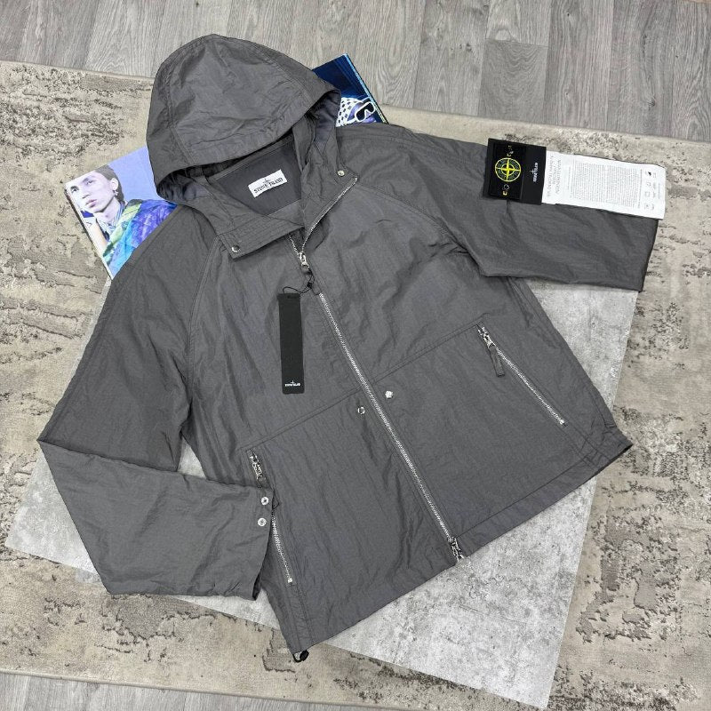 Stone Island Men's Luxury Crinkle Reps NY Hooded Windbreaker Jacket AAA Quality Reps UK