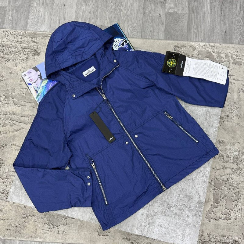 Stone Island Men's Luxury Crinkle Reps NY Hooded Windbreaker Jacket AAA Quality Reps UK