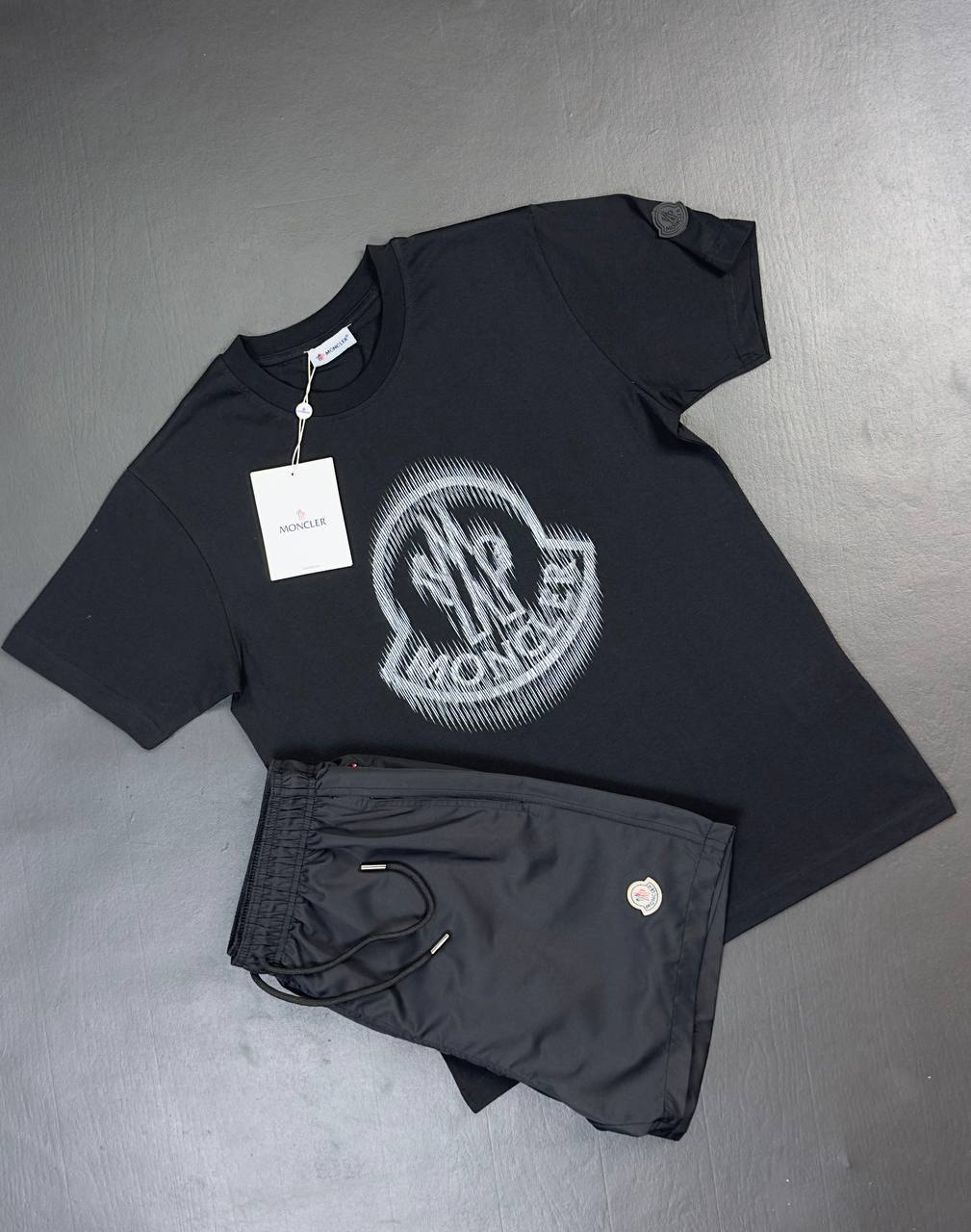 Moncler Men's Illusion Logo Graphic T-Shirt & Track Shorts Set AAA Quality Reps UK