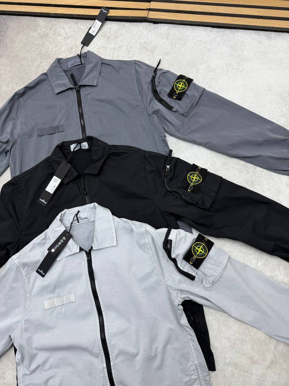 Stone Island Men's Compass Patch Zip-Up Overshirt Collection AAA Quality Reps UK
