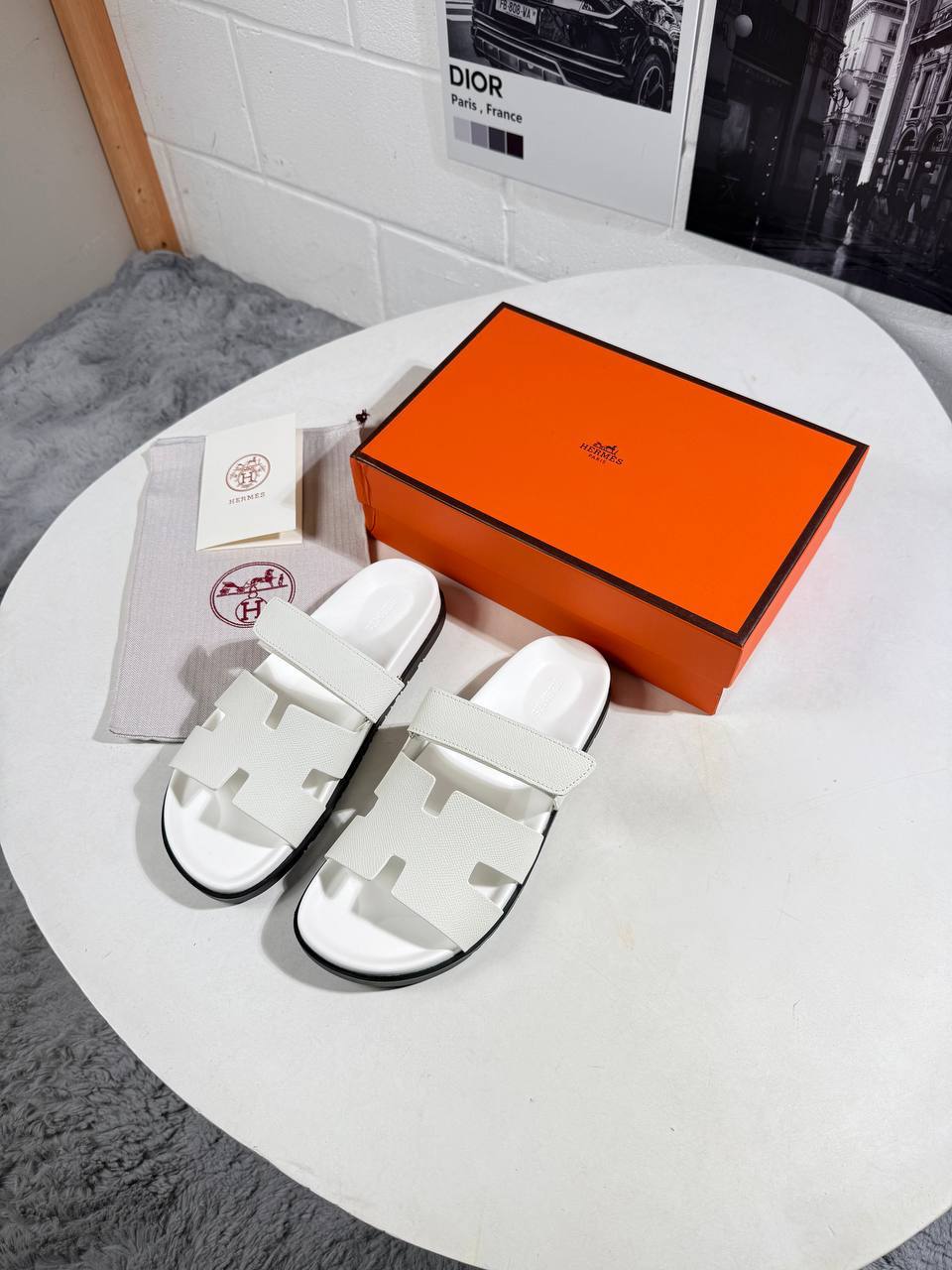 Hermès Men's Chypre Leather Sliders Set AAA Quality Reps UK