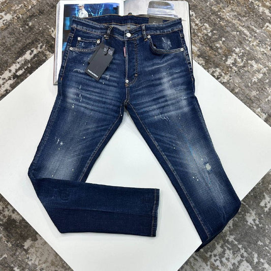 Dsquared2 Slim Fit Distressed Jeans with Paint Splatter Effect UK Reps AAA+ Quality