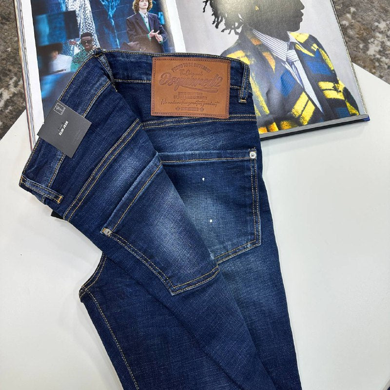 Dsquared2 Slim Fit Distressed Jeans with Paint Splatter Effect UK Reps AAA+ Quality