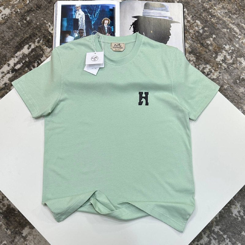 Hermès "H'Cheval" Cotton T-Shirt with Lambskin Leather Detail Reps Uk AAA+ Quality