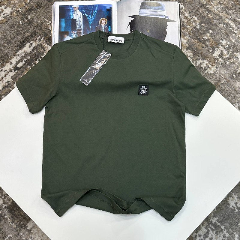 Stone Island Patch Logo Garment Dyed Cotton T-Shirt  UK Reps AAA+ Quality
