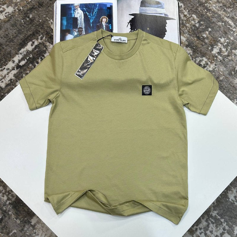 Stone Island Patch Logo Garment Dyed Cotton T-Shirt  UK Reps AAA+ Quality
