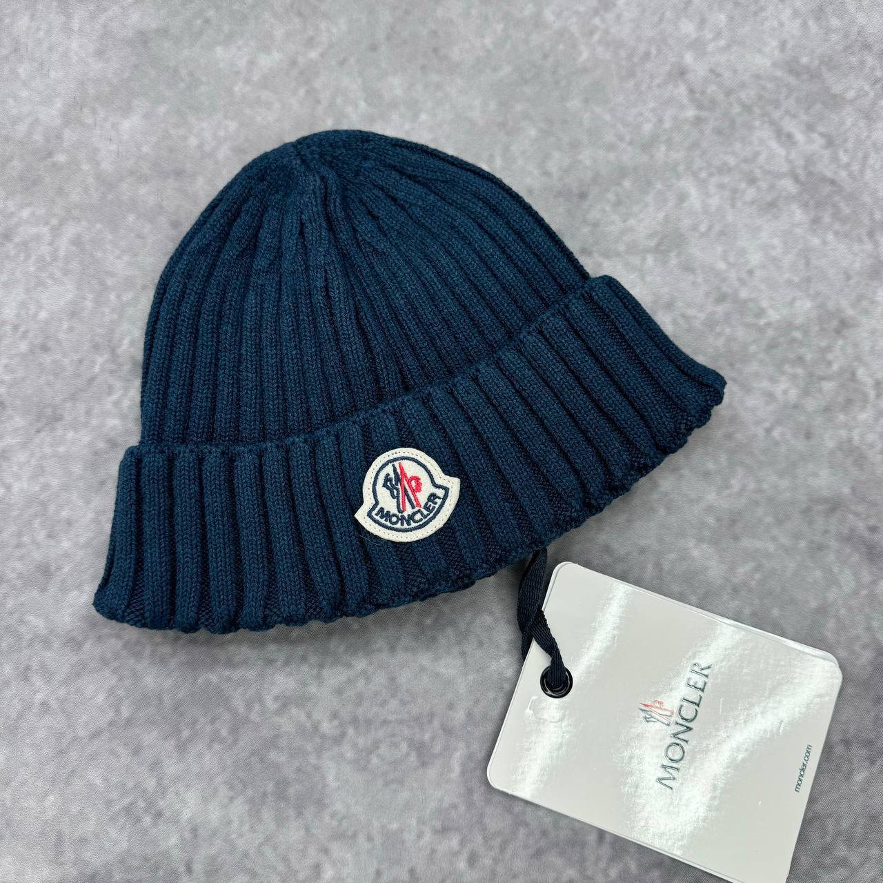 Moncler Logo Patch Virgin Wool Beanie UK Reps AAA Quality