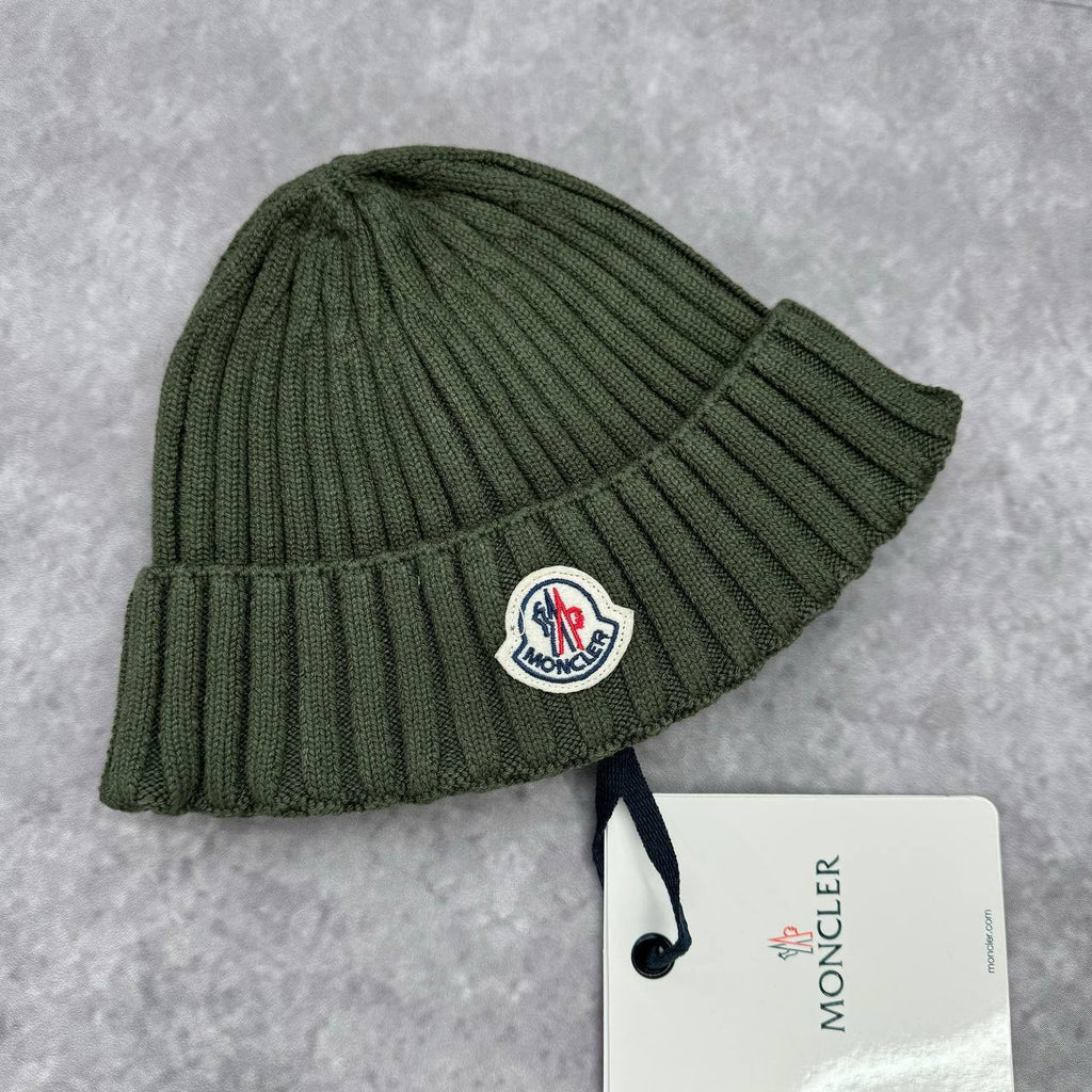 Moncler Logo Patch Virgin Wool Beanie UK Reps AAA Quality