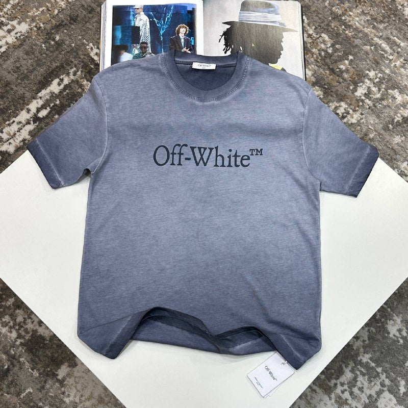 Off-White™ Logo Print Vintage Washed Cotton T-Shirt in Grey  UK Reps AAA+ Quality