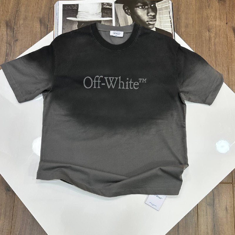 Off-White Logo Print Ombré Effect Cotton T-Shirt UK Reps AAA+ Quality