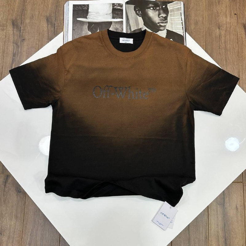 Off-White Logo Print Ombré Effect Cotton T-Shirt UK Reps AAA+ Quality