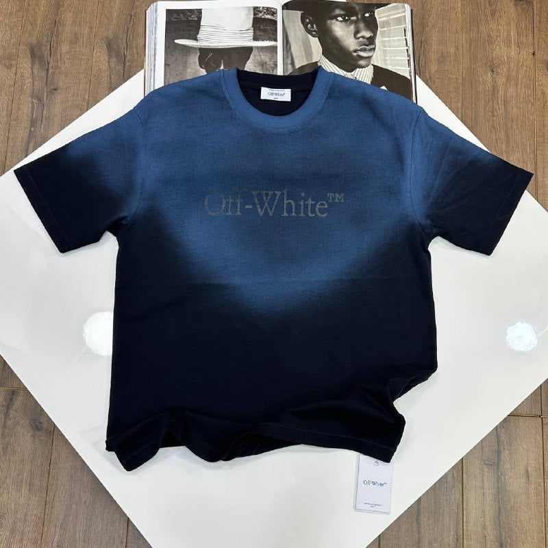 Off-White Logo Print Ombré Effect Cotton T-Shirt UK Reps AAA+ Quality