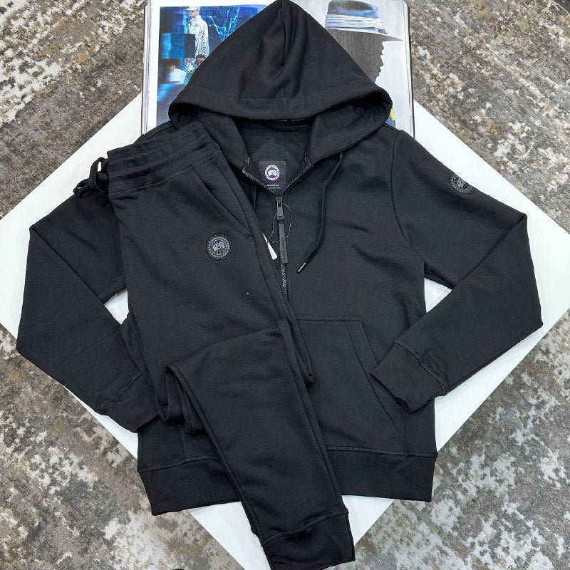Canada Goose Black Disc Full-Zip Hoodie & Jogger Set UK Reps AAA+ Quality