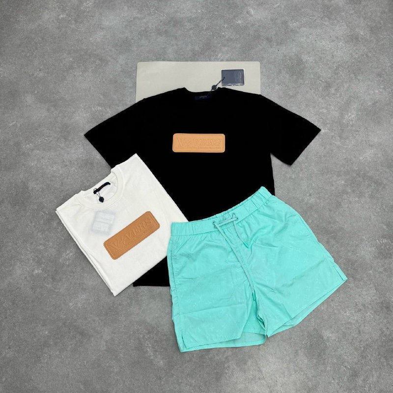 Louis Vuitton VVN Patch Cotton Crewneck & Summer Shorts Set UK Reps AAA Quality