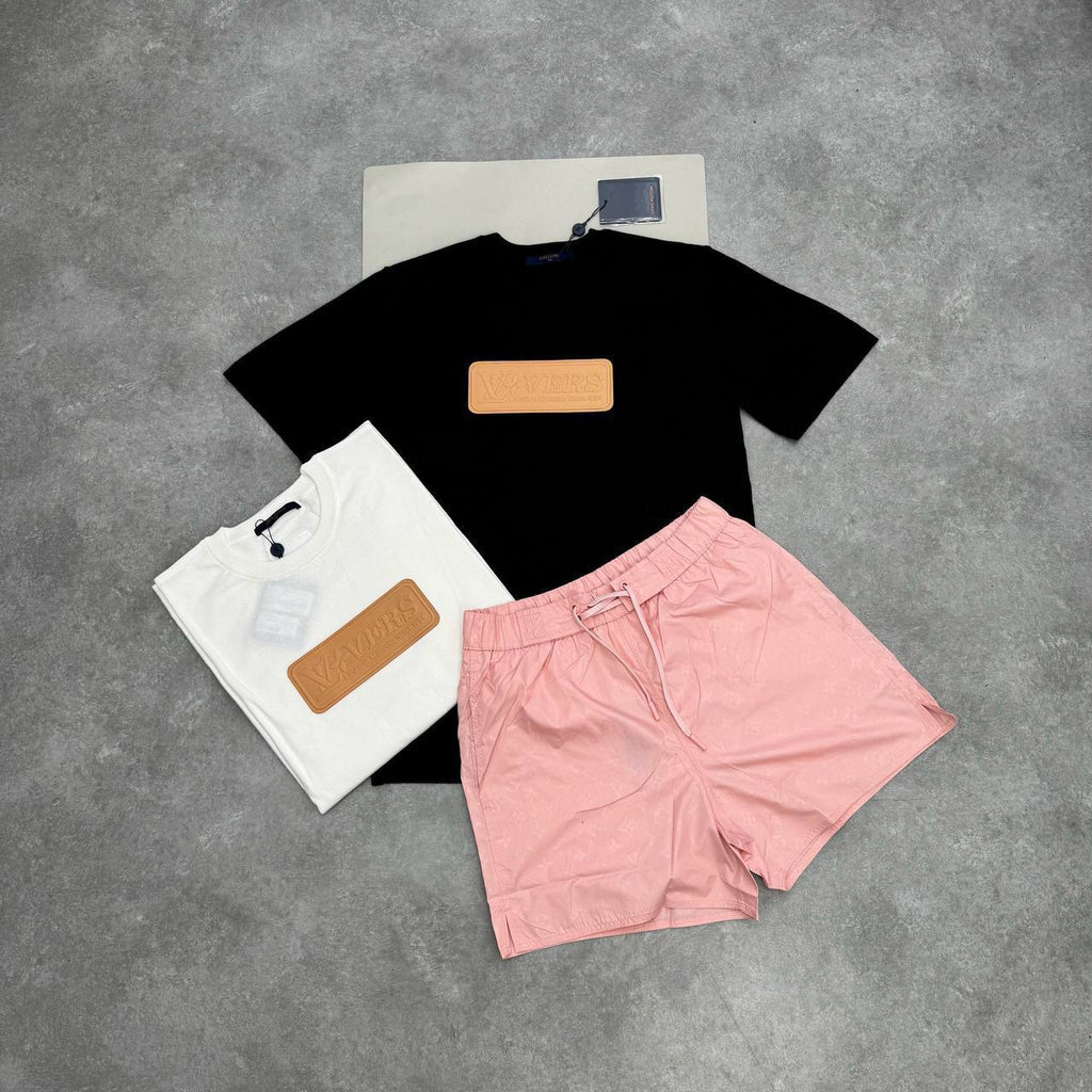 Louis Vuitton VVN Patch Cotton Crewneck & Summer Shorts Set UK Reps AAA Quality