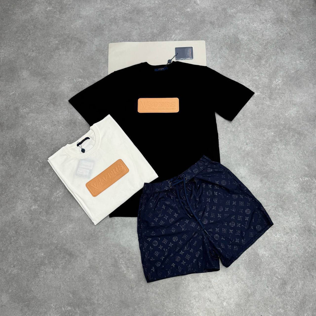 Louis Vuitton VVN Patch Cotton Crewneck & Summer Shorts Set UK Reps AAA Quality