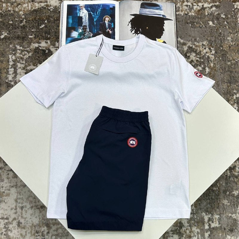 Canada Goose Arctic Disc Cotton T-Shirt & Huron Jogger Set UK Reps AAA+ Quality