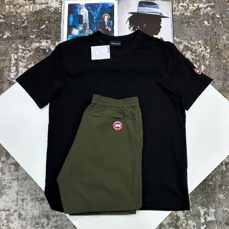 Canada Goose Arctic Disc Cotton T-Shirt & Huron Jogger Set UK Reps AAA+ Quality