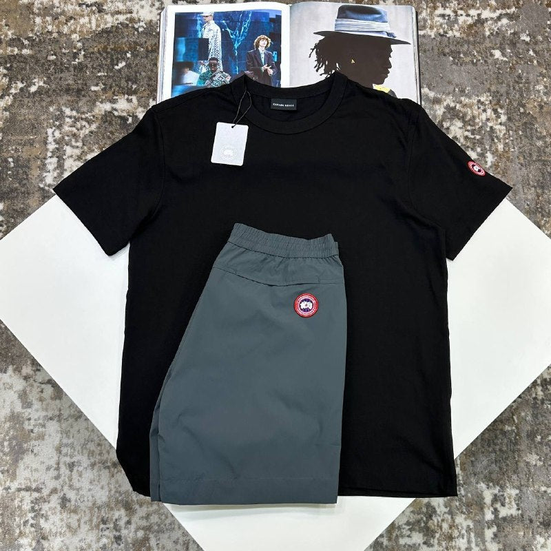 Canada Goose Arctic Disc Cotton T-Shirt & Huron Jogger Set UK Reps AAA+ Quality