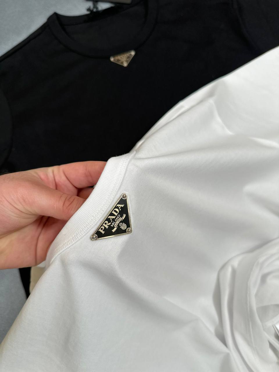 Prada Triangle-Logo Cotton T-Shirts UK Reps AAA Quality
