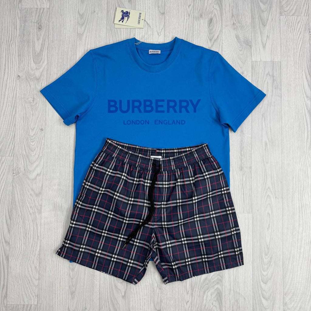Burberry Logo Print T-Shirt & Check Shorts Set UK Reps AAA Quality