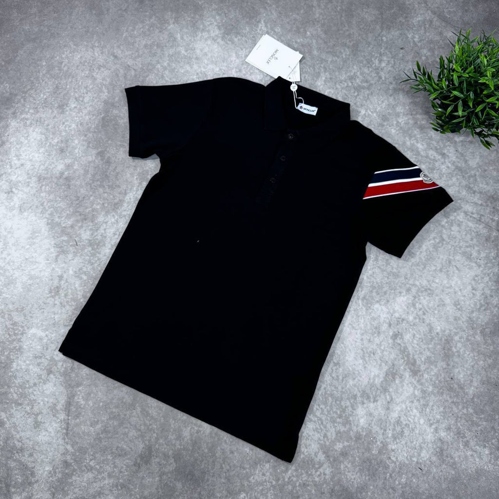 Moncler Tricolor Striped Sleeve Polo Shirt UK Reps AAA Quality