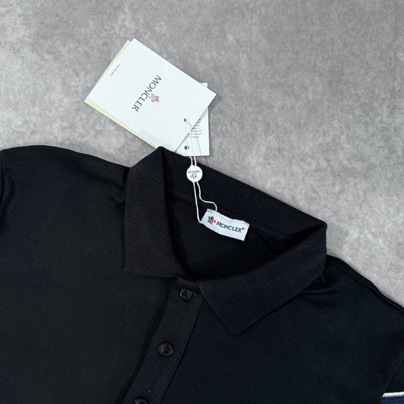 Moncler Tricolor-Trimmed Cotton Piqué Men's Polo Shirts AAA Quality Reps UK