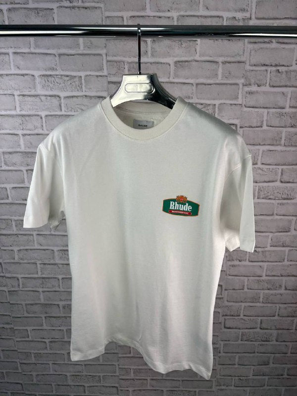 Rhude Racing Crest Logo-Print Cotton T-Shirt UK Reps AAA Quality