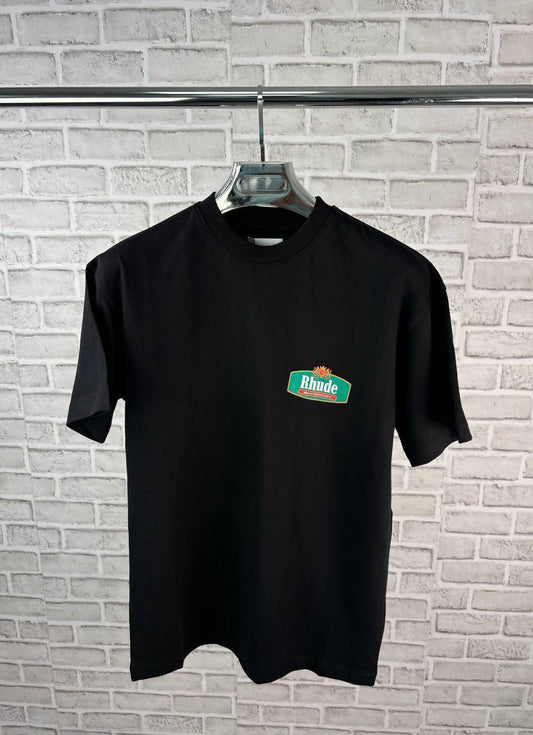 Rhude Racing Crest Logo-Print Cotton T-Shirt UK Reps AAA Quality