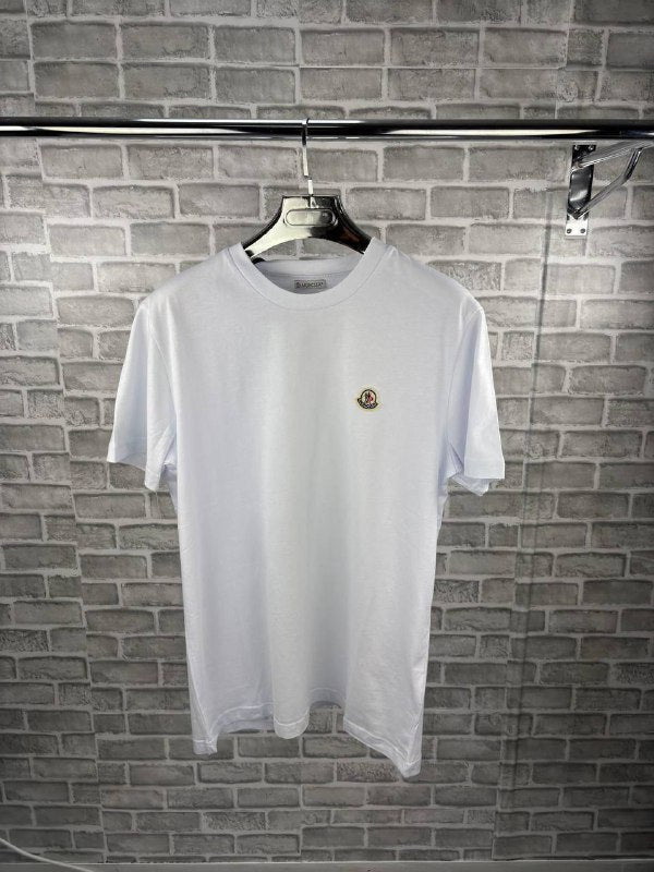 Moncler Men's Summer Essentials: Blurred-Logo Tee & Tricolor Swim Shorts Set AAA Quality Reps UK