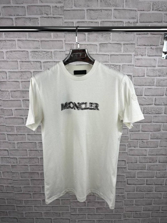 Moncler Blurred-Logo Cotton Jersey T-Shirt - Optical White AAA Quality Reps UK